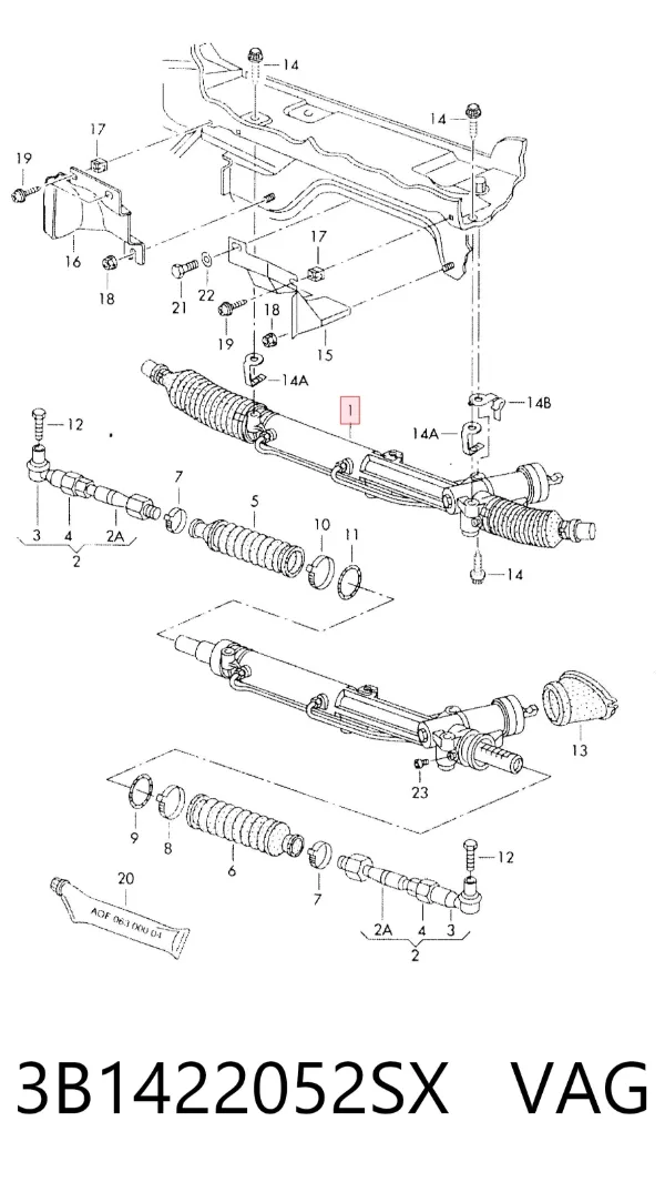 Рулевая рейка 3B1422052SX VAG