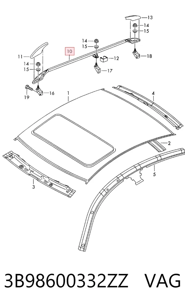 Рейлинг крыши левый 3B98600332ZZ VAG