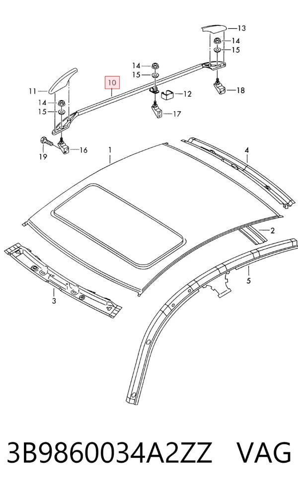 Рейлинг крыши правый 3B9860034A2ZZ VAG