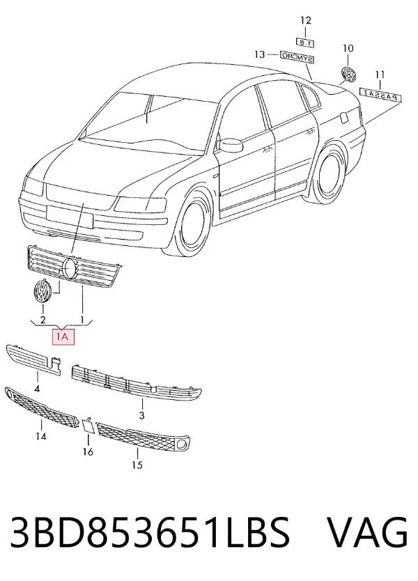 Решетка радиатора 3BD853651LBS VAG