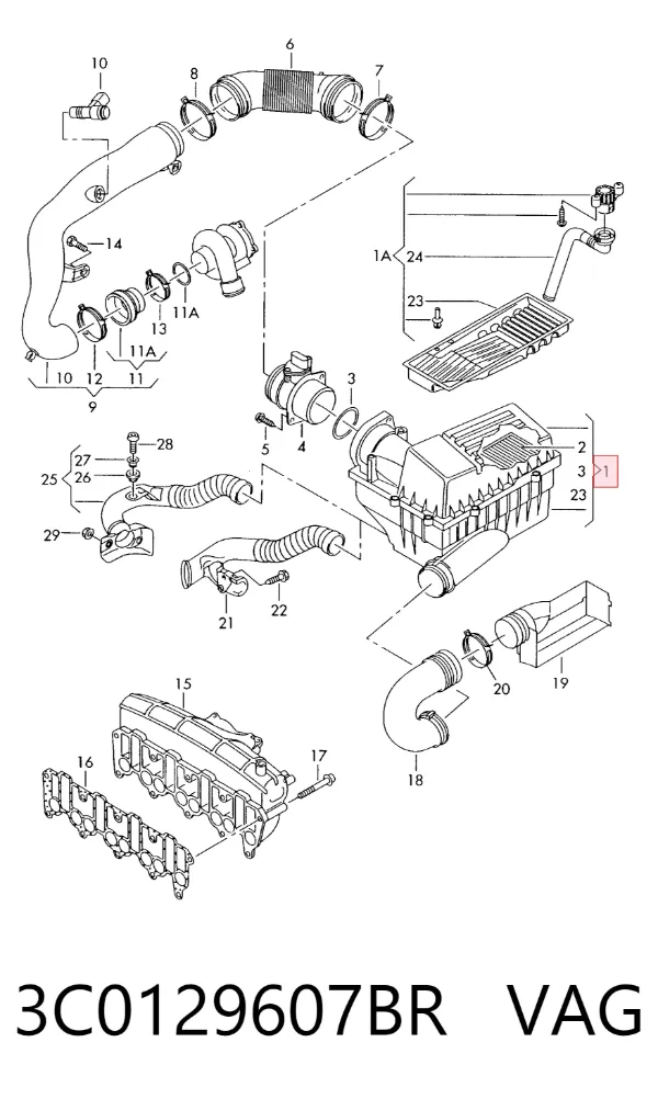 Корпус фильтра 3C0129607BR VAG