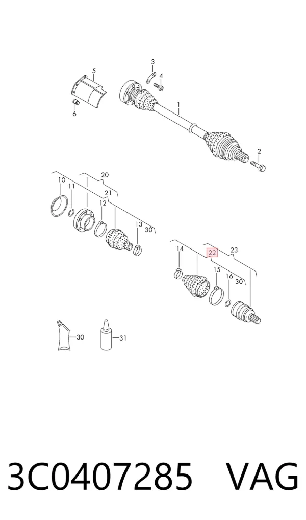 Пыльник ШРУСа наружный 3C0407285 VAG