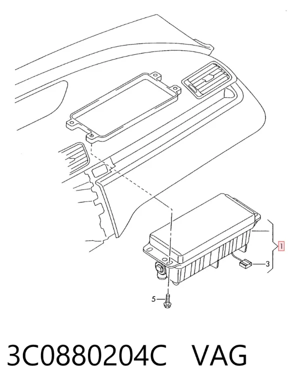 Подушка безопасности пассажира 3C0880204C VAG