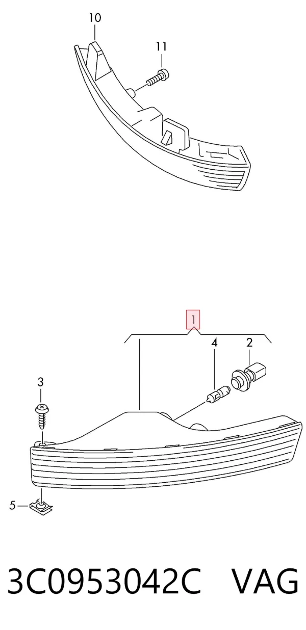 Поворотник правый 3C0953042C VAG