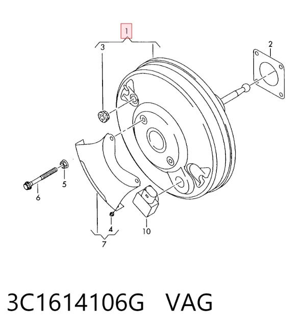 Усилитель тормозов 3C1614106G VAG