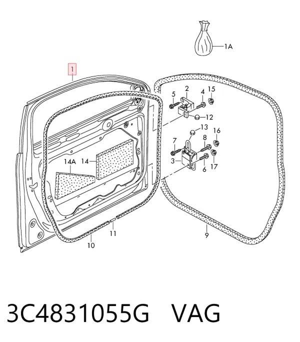 Дверь передняя левая 3C4831055G VAG