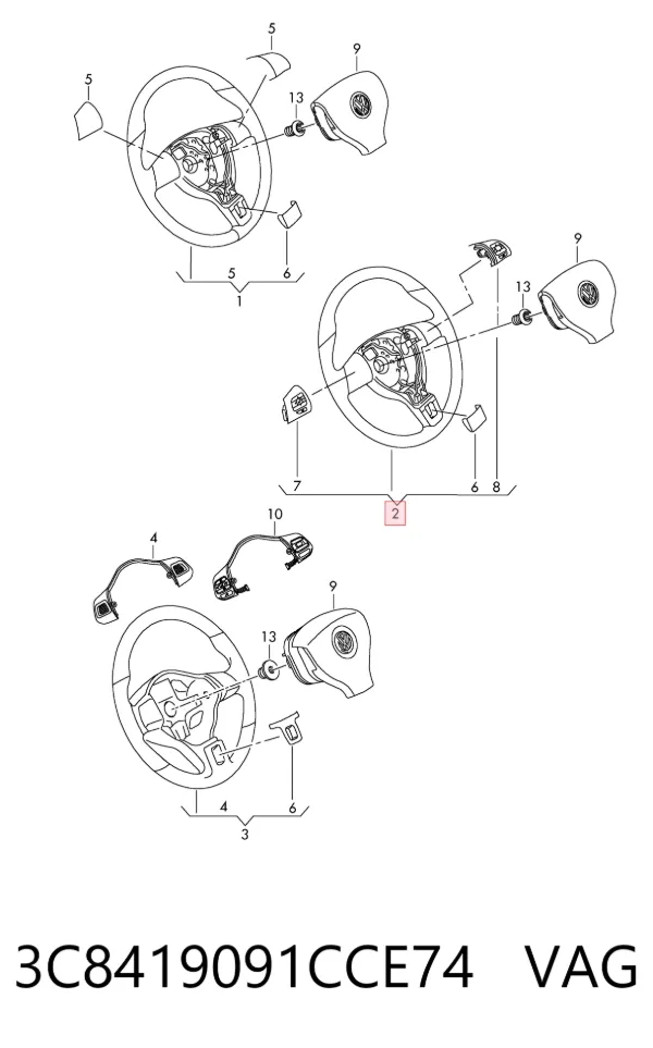 Руль 3C8419091CCE74 VAG