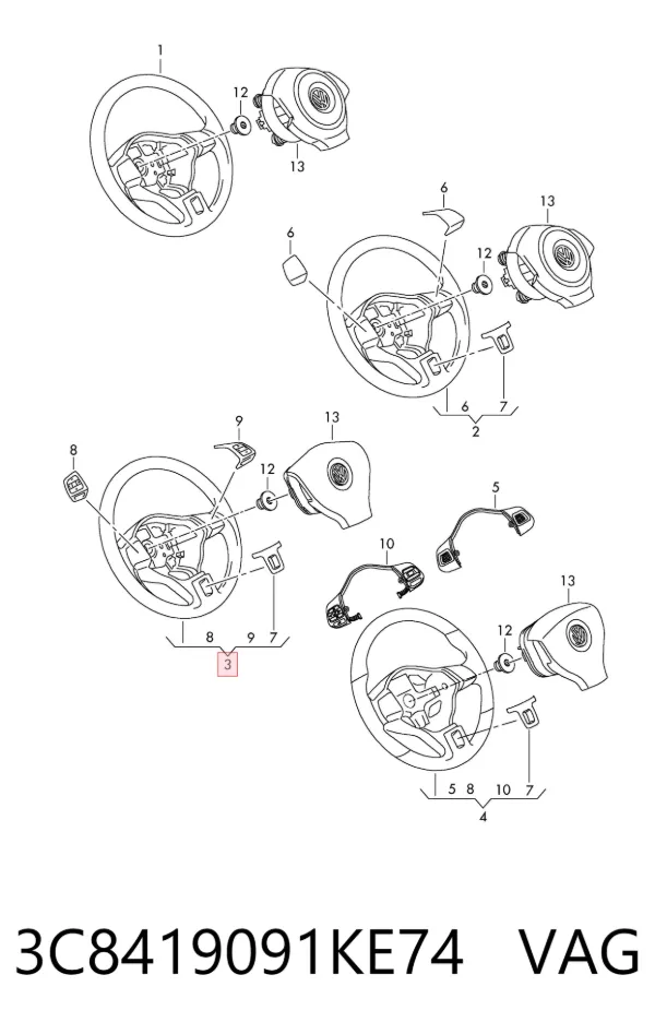 Руль 3C8419091KE74 VAG