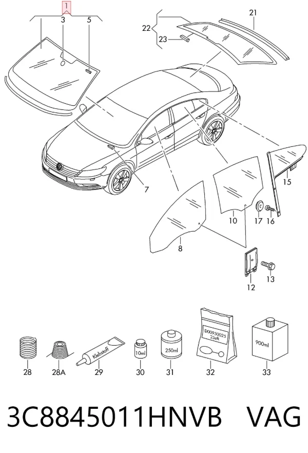 Лобовое стекло 3C8845011HNVB VAG