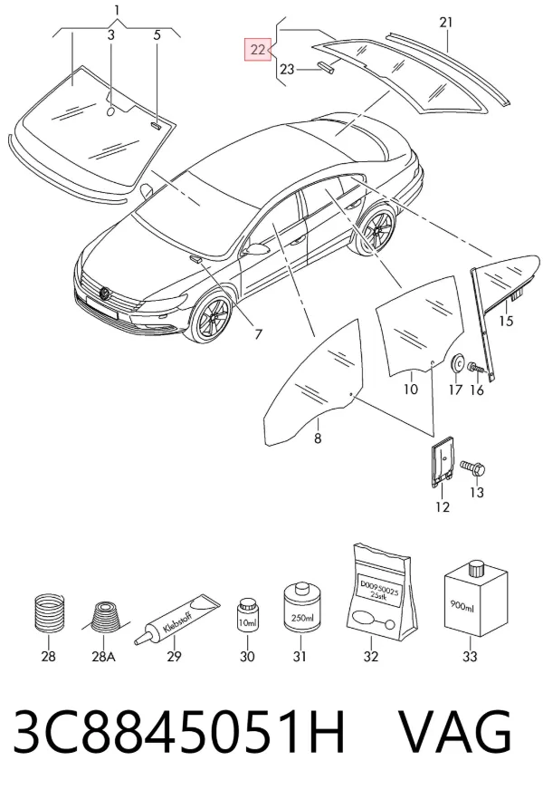 Заднее стекло Volkswagen Passat CC B6