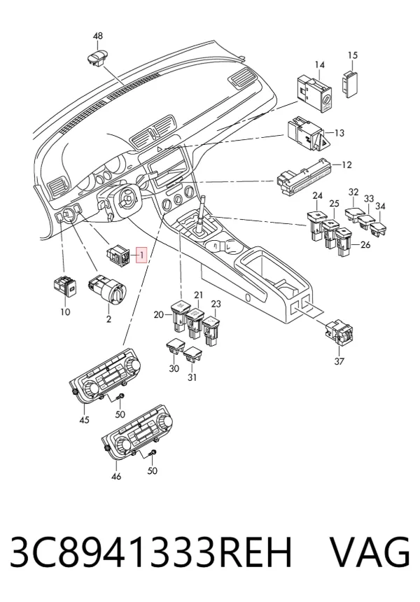 Кнопка (регулятор) корректора фар 3C8941333REH VAG