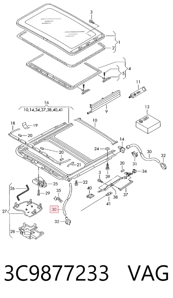 Дренажный шланг корпуса воздушного фильтра 3C9877233 VAG