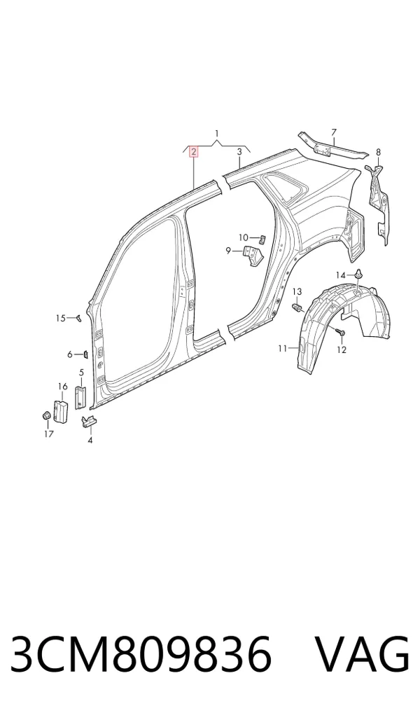 Боковина кузова правая 3CM809836 VAG