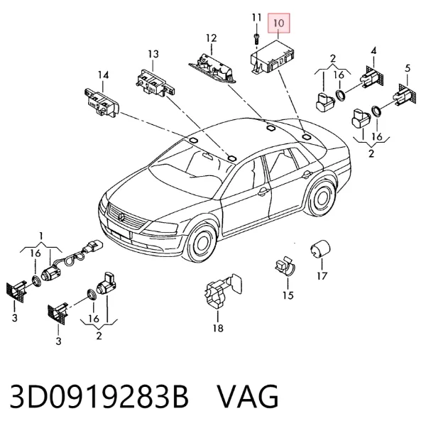 Модуль управления парктроником 3D0919283B VAG