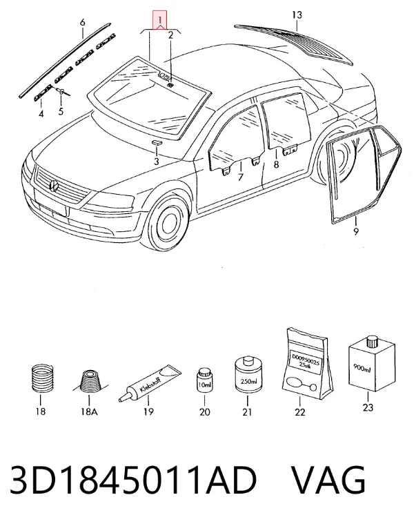 Лобовое стекло 3D1845011AD VAG