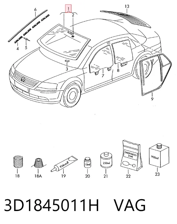 Лобовое стекло 3D1845011H VAG