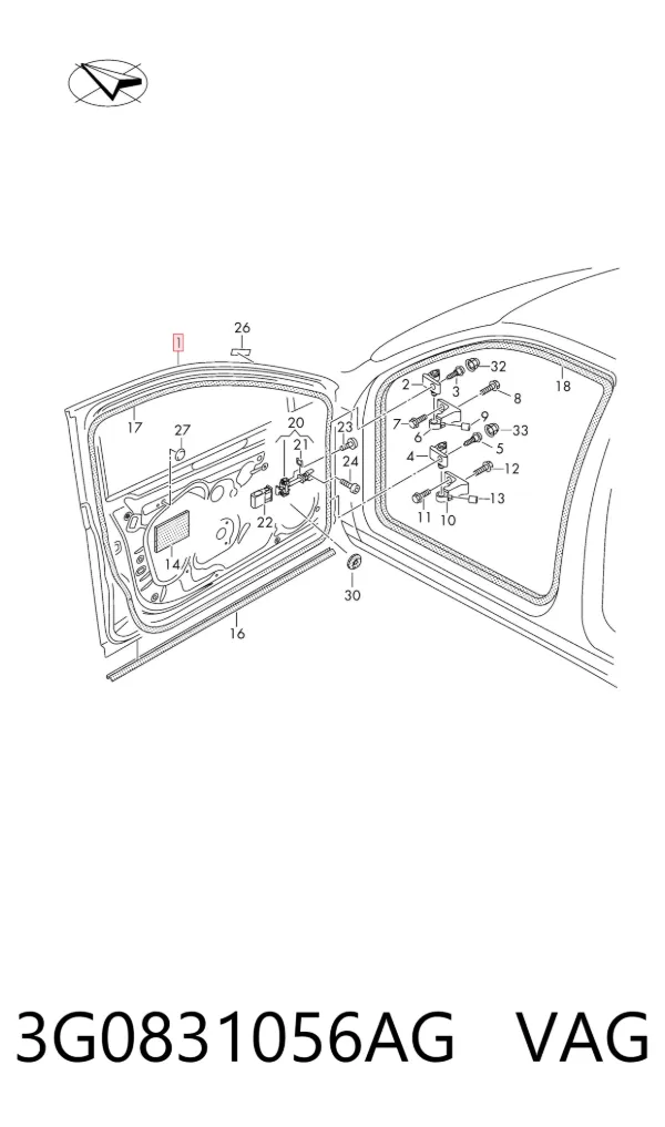 Дверь передняя правая 3G0831056AG VAG