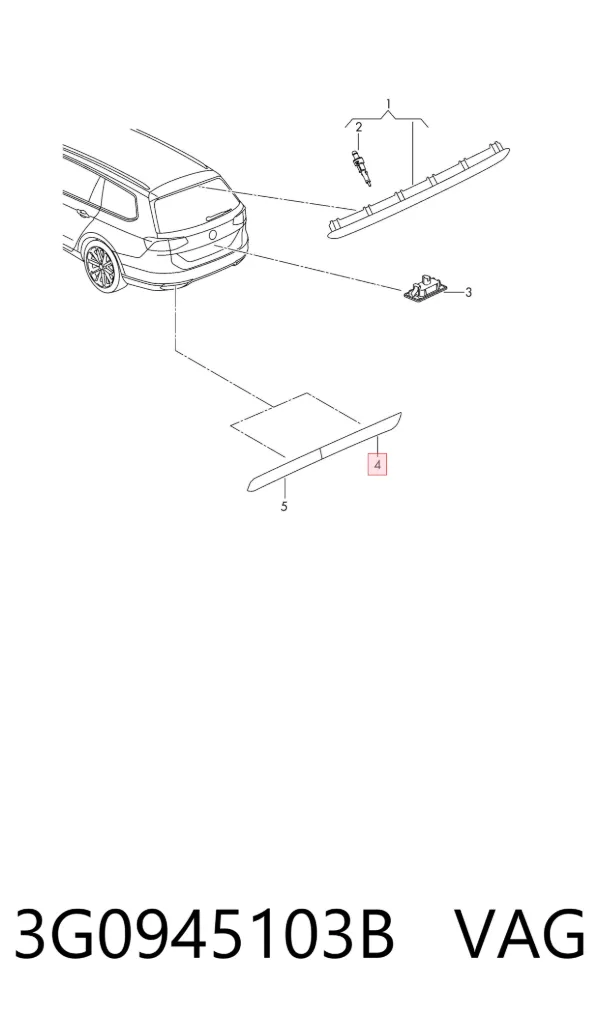 Левый отражатель заднего бампера 3G0945103B VAG