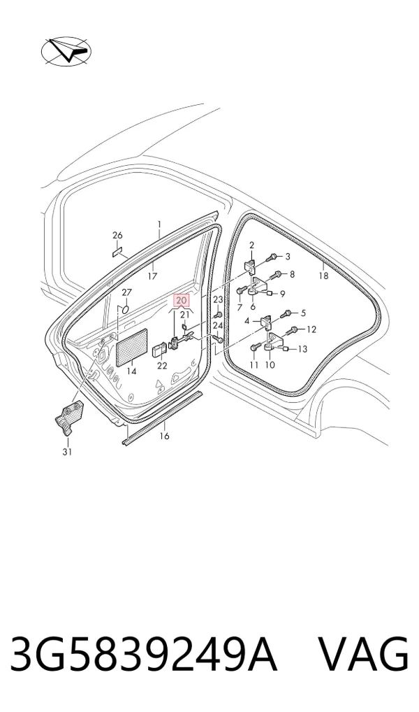 Ограничитель задней двери 3G5839249A VAG