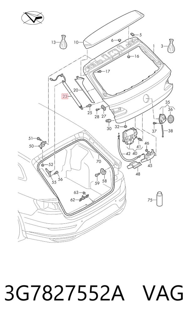 Амортизатор багажника 3G7827552A VAG