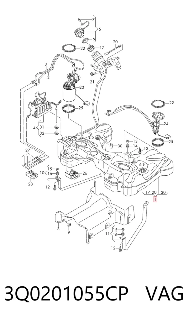 Бензобак 3Q0201055CP VAG
