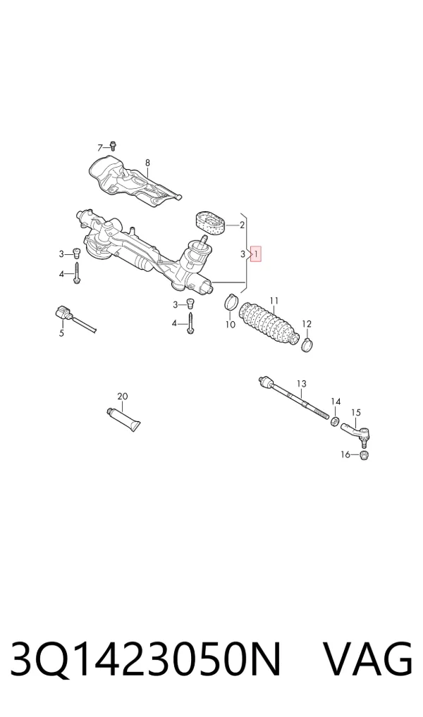 Рулевая рейка 3Q1423050N VAG
