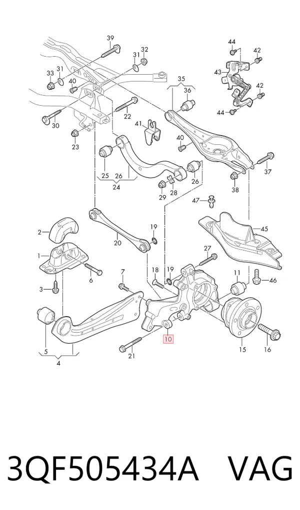 Цапфа задняя правая 3QF505434A VAG