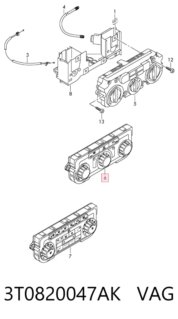 Блок управления кондиционером 3T0820047AK VAG