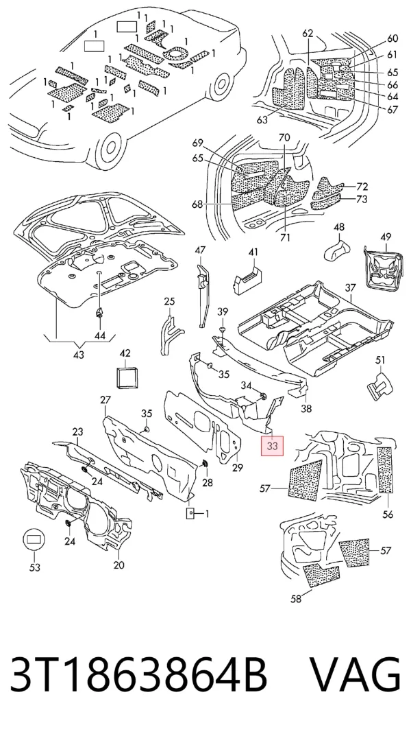 Защита двигателя 3T1863864B VAG