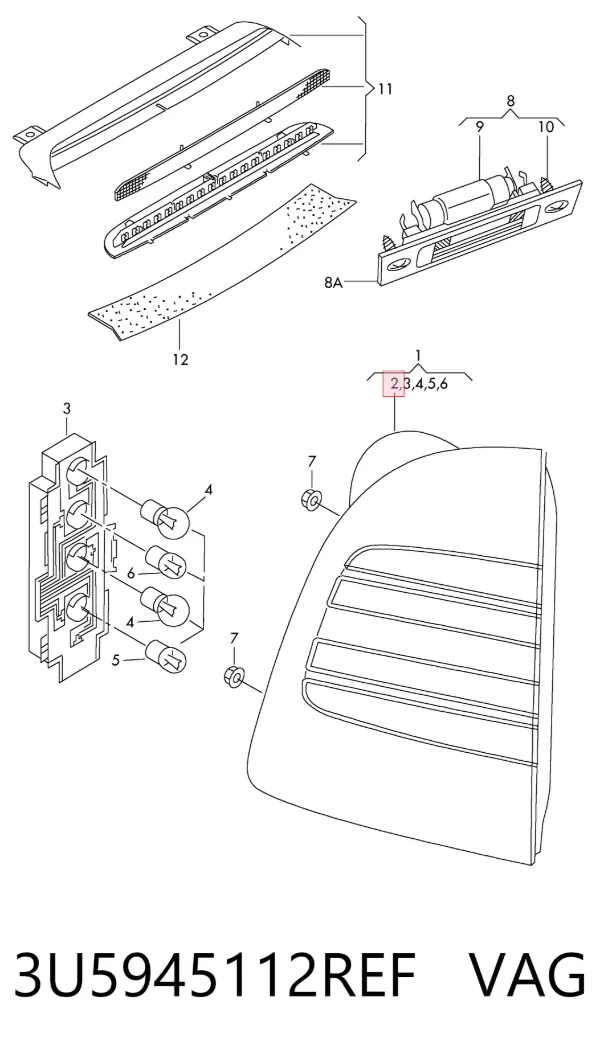 Задний фонарь 3U5945112REF VAG