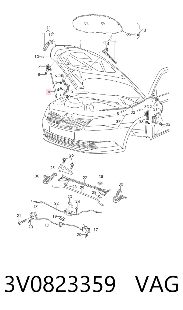 Амортизатор капота 3V0823359 VAG