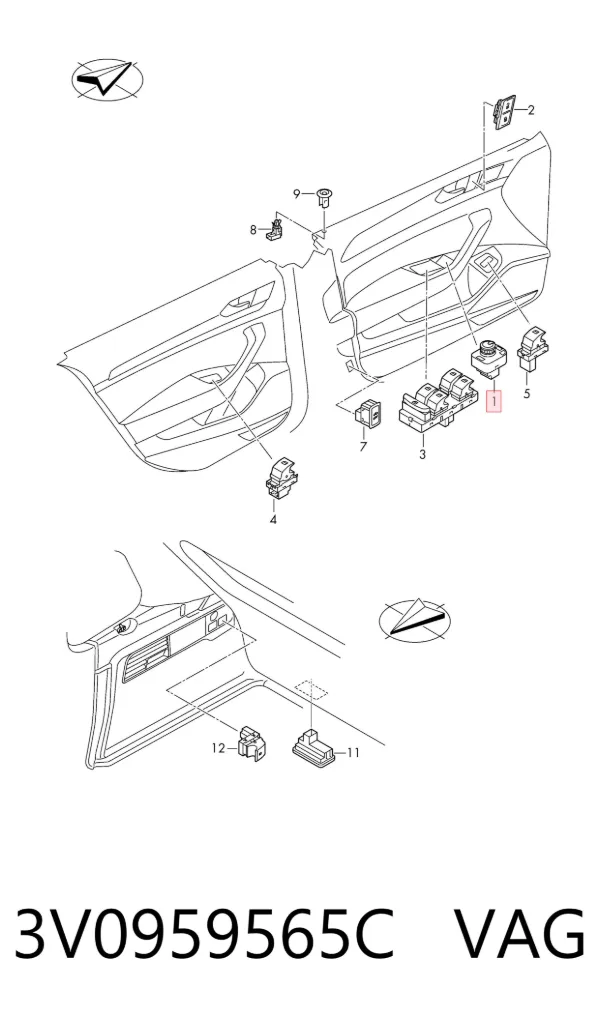 Регулятор зеркал 3V0959565C VAG