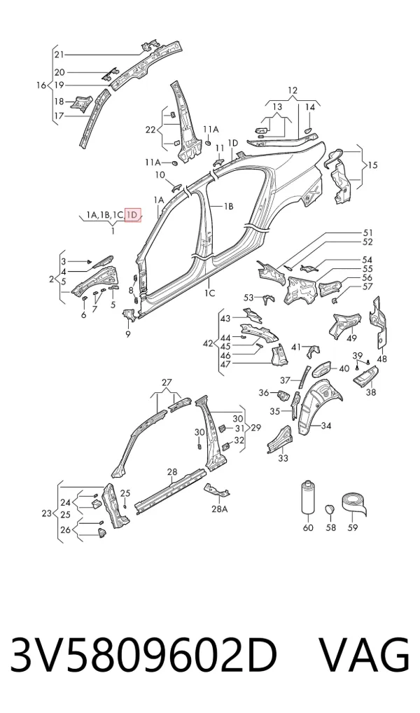 Крыло заднее правое 3V5809602D VAG
