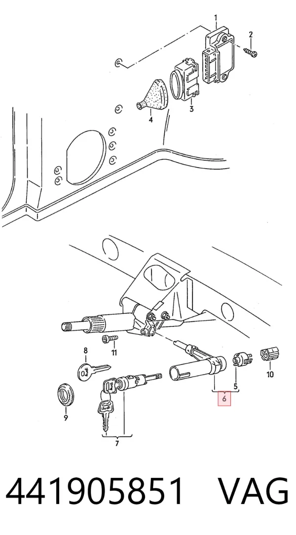 Корпус замка зажигания 441905851 VAG