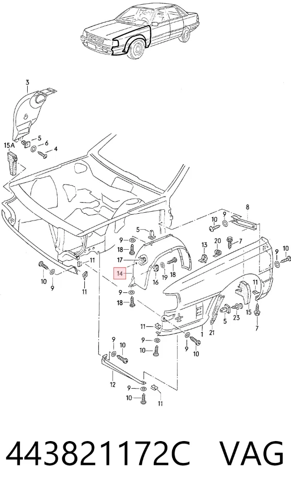 Подкрылок передний правый Audi 100 C3