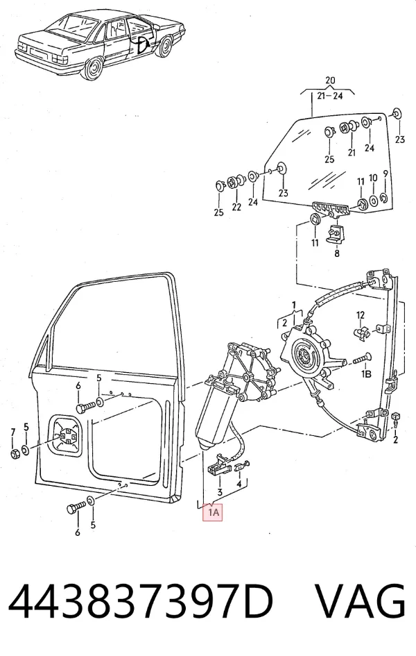 Стеклоподъемник передней левой двери Audi 200 44, 44Q