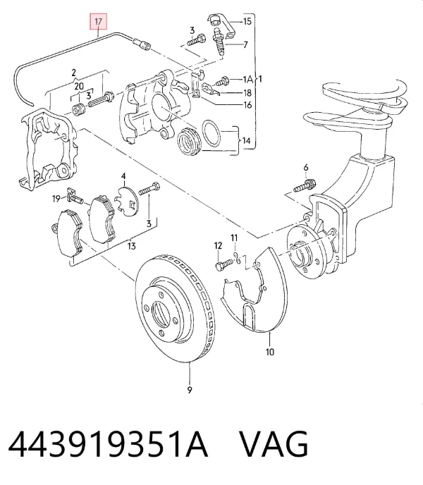Датчик износа тормозных колодок передний 443919351A VAG