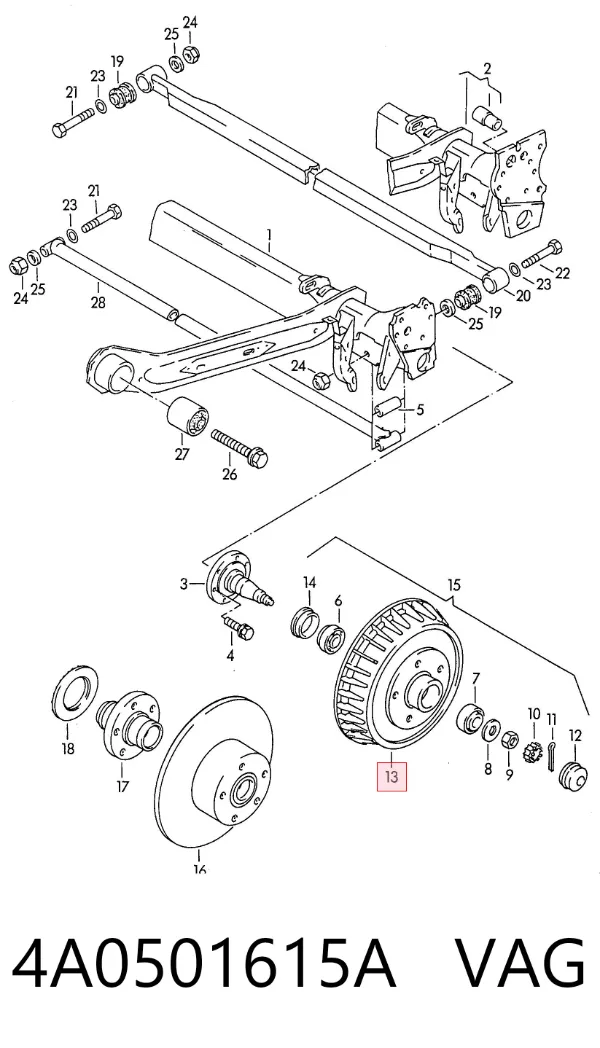 Тормозной барабан 4A0501615A VAG