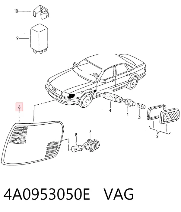Поворотник правый 4A0953050E VAG