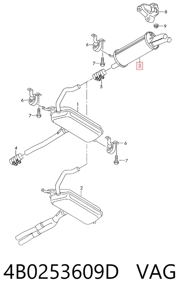 Глушитель задний 4B0253609D VAG