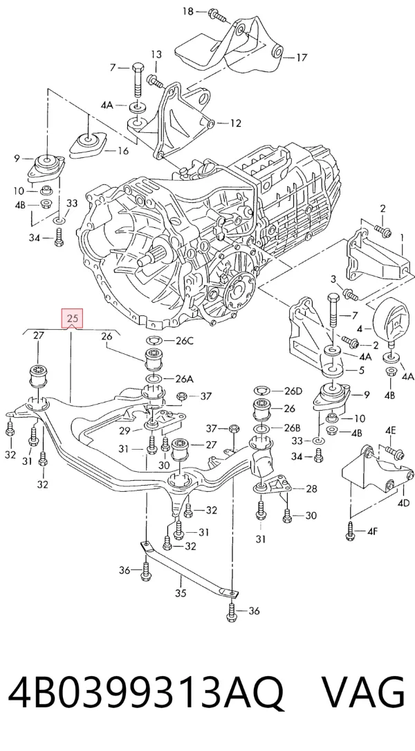 Подрамник передний 4B0399313AQ VAG