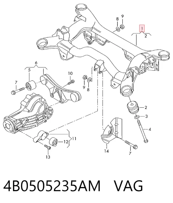 Подрамник задний 4B0505235AM VAG