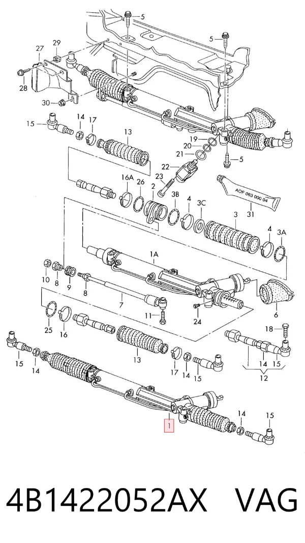 Рулевая рейка 4B1422052AX VAG