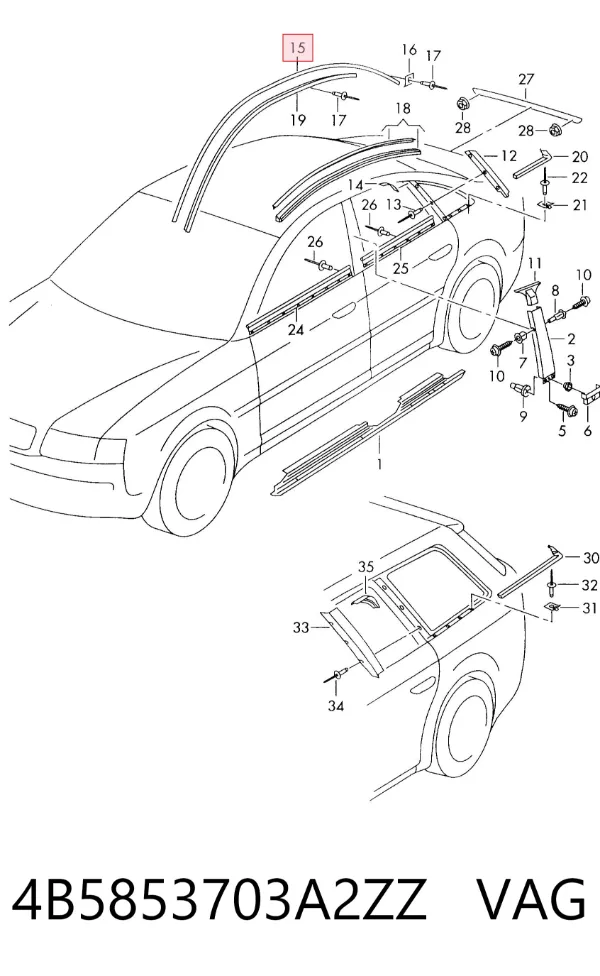 Молдинг крыши левый 4B5853703A2ZZ VAG