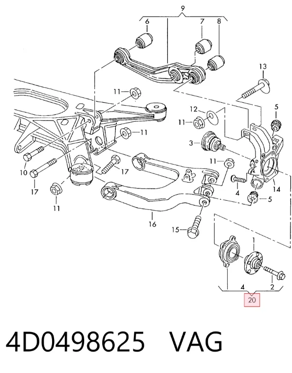 Подшипник ступицы передней/задней 4D0498625 VAG