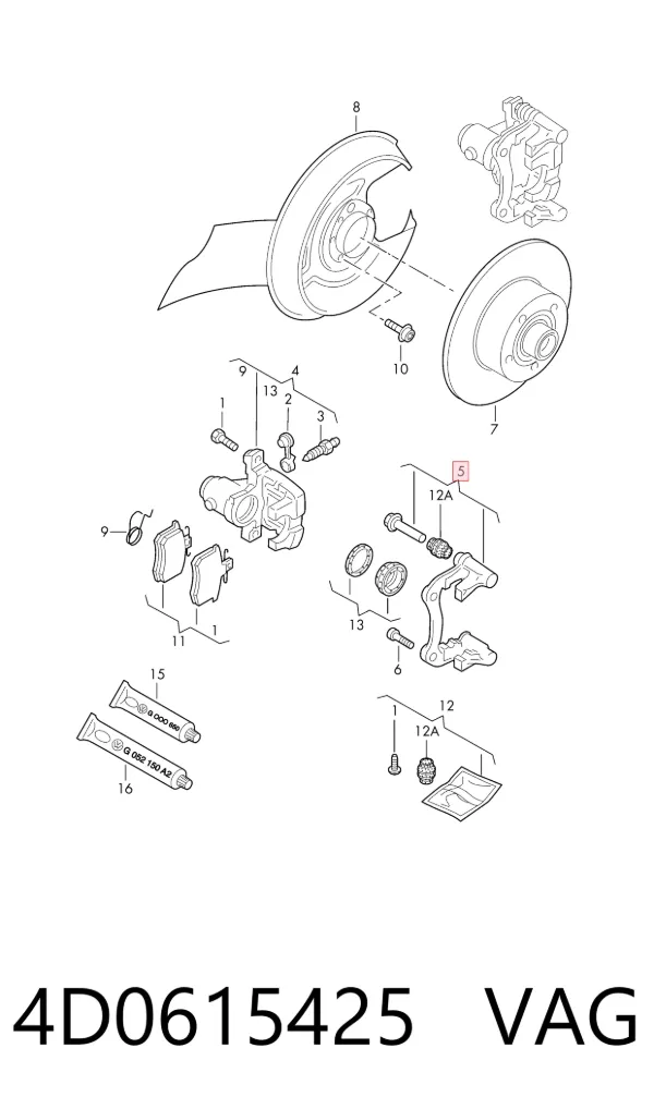 Скоба заднего суппорта 4D0615425 VAG