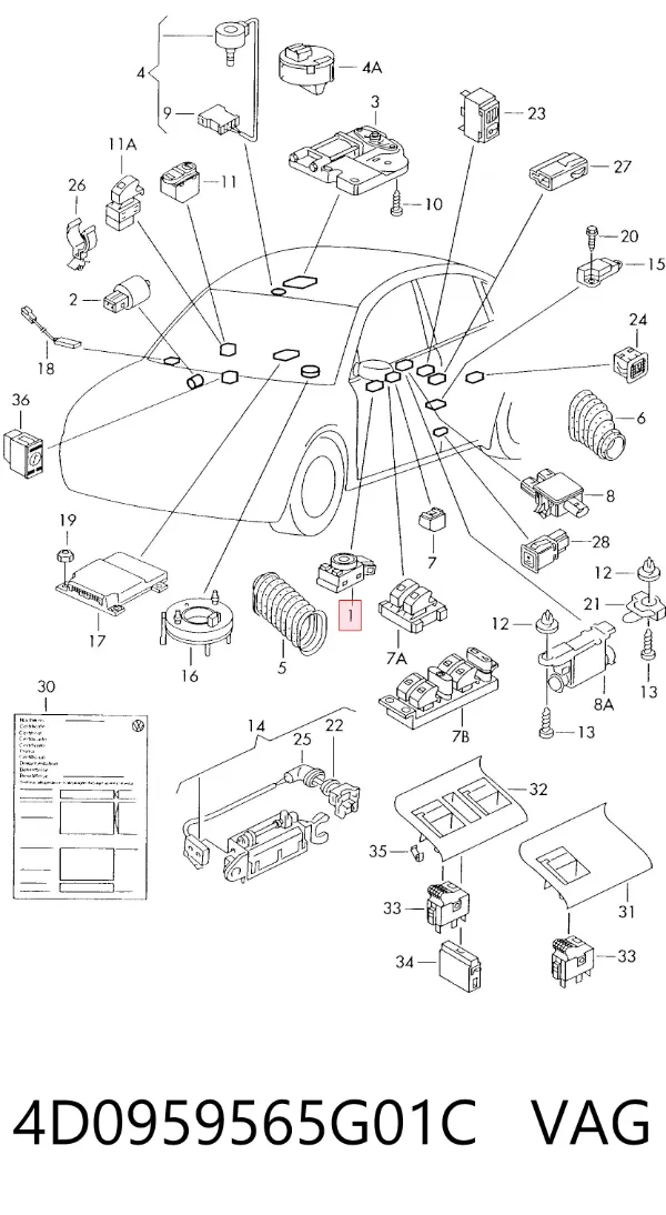 Регулятор зеркал 4D0959565G01C VAG