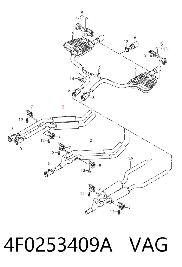 Центральная часть глушителя 4F0253409A VAG