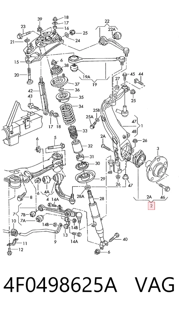Подшипник ступицы передней/задней 4F0498625A VAG