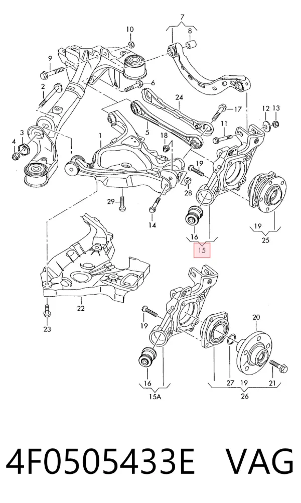 Цапфа задняя левая 4F0505433E VAG